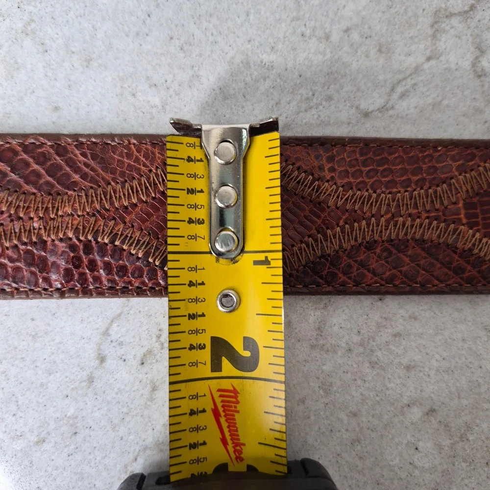 Vintage Justin Belt Genuine Lizard Exotic Skin 40 Brown Mens